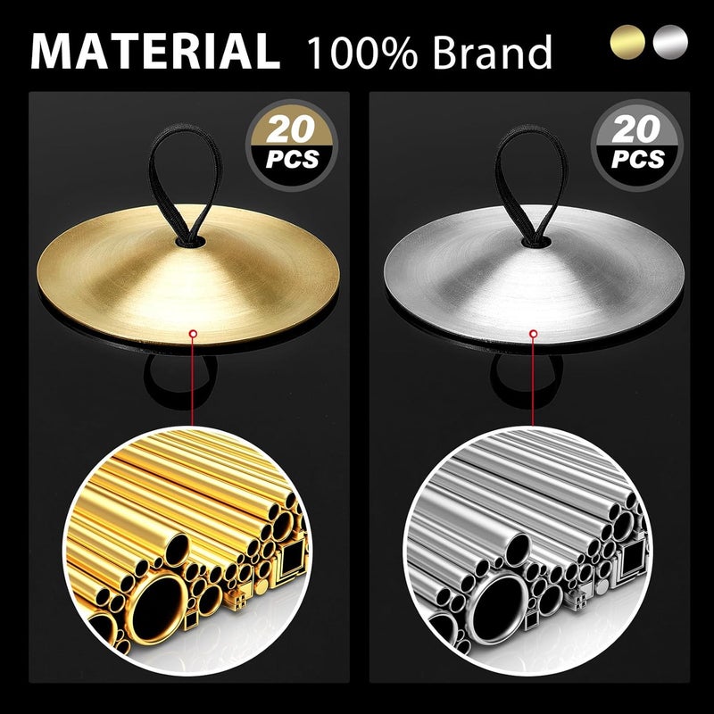 Fiada 40 Pcs Finger Cymbals Belly Dancing Musical Instrument Percussion Zills Instruments for Adults Dancer Party (Gold, Silver) - Image 3